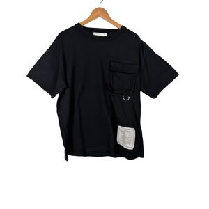 MNML T-Shirt Mens Large Black Tactical Utility Cargo Pocket D-Ring Cotton Tee
